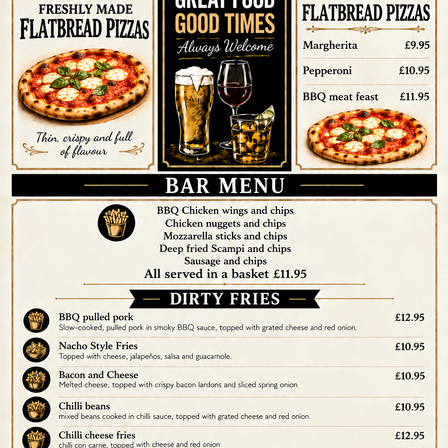 The Kings Head Bar Menu