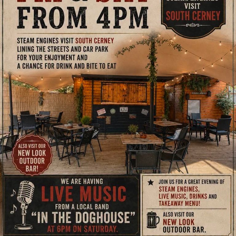 Steam Engines Visit South Cerney & Live Music from In The Doghouse