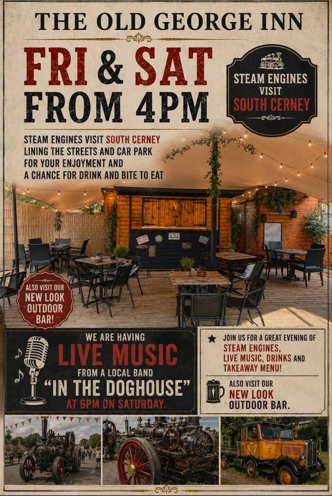 Steam Engines Visit South Cerney & Live Music from In The Doghouse