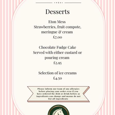 Desserts Menu