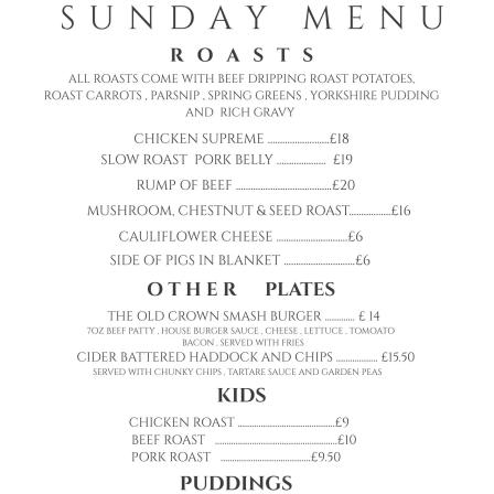 Sunday Menu
