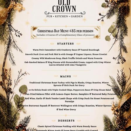 The Old Crown Christmas Day Menu