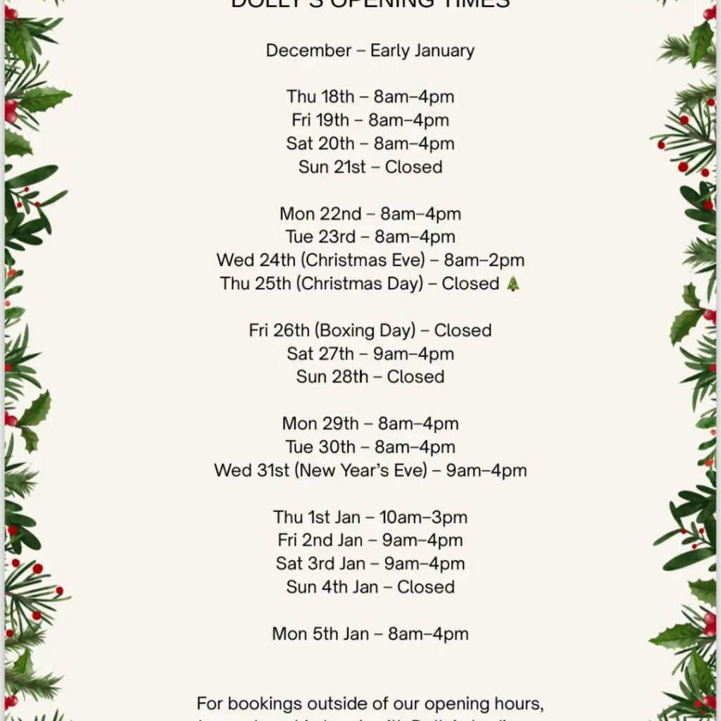 Dolly's Vintage Tea Rooms Christmas Hours