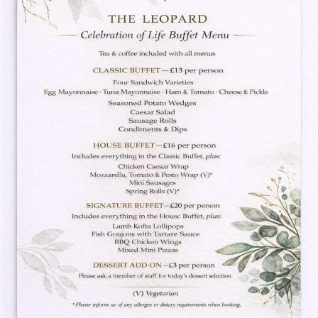 Celebration of Life Menu