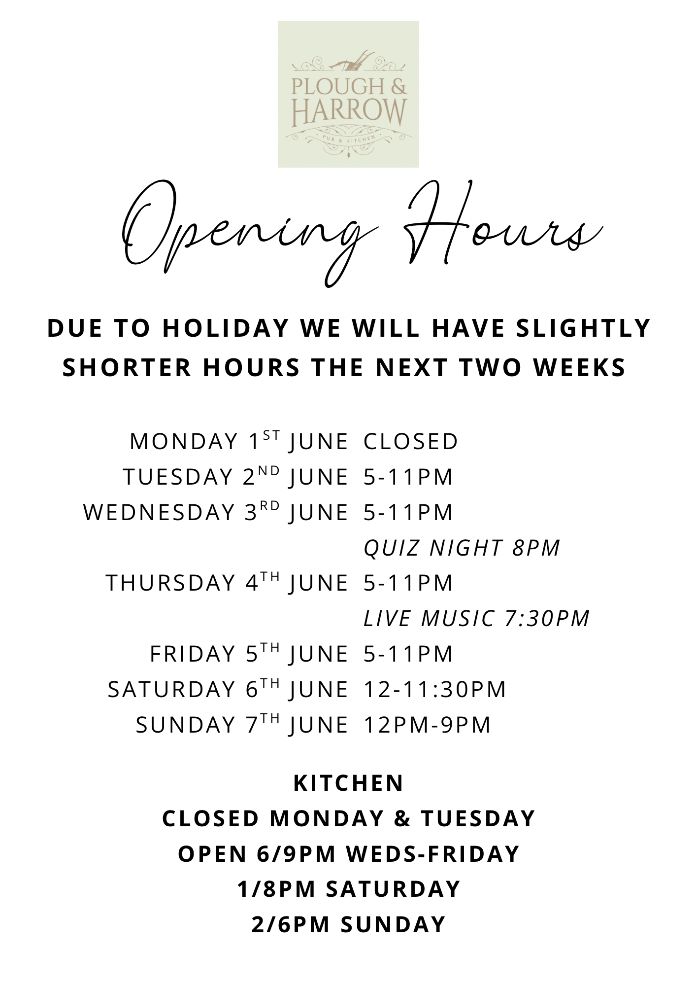 Holiday Hours