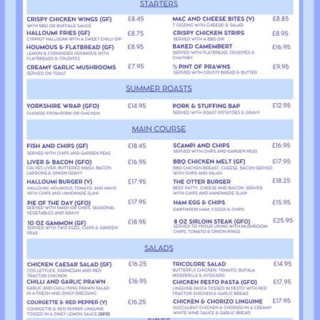 Sunday Menu