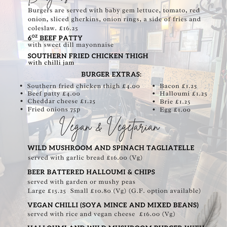 Burgers, Vegetarian & Vegan